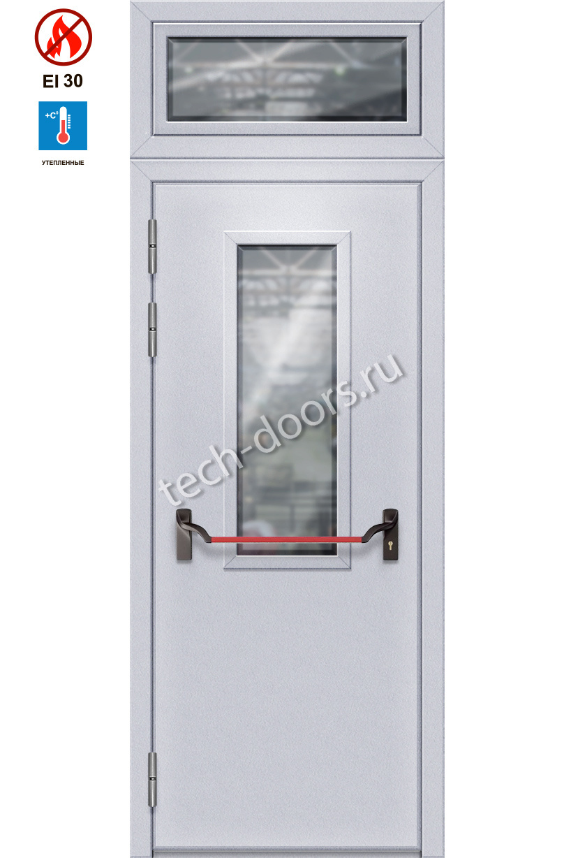 Дверь однопольная противопожарная с окном 980x2050 eiw-30